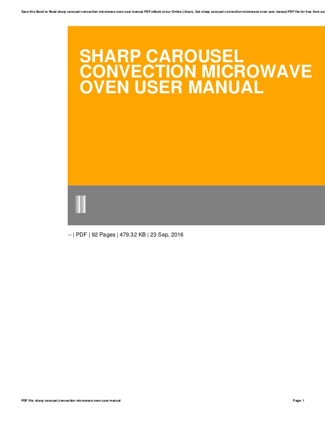 Sharp convection microwave oven manual